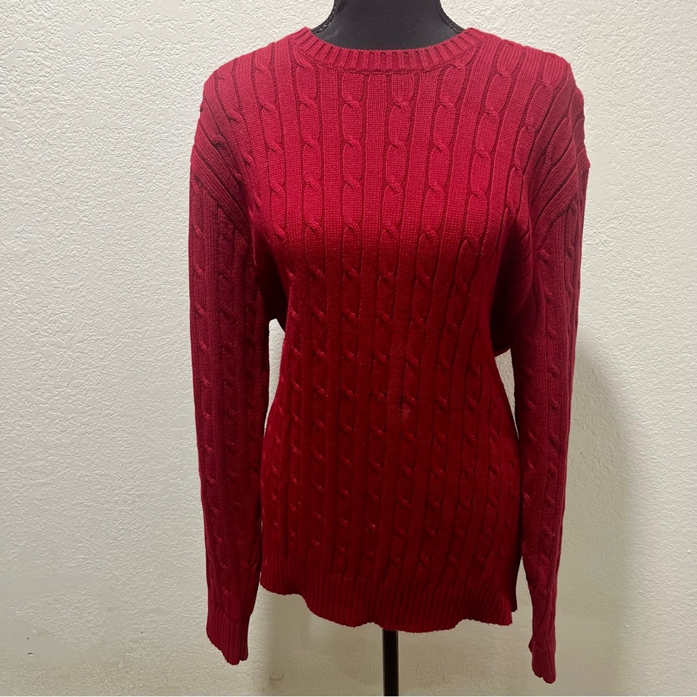 Classic Red Cable Knit Sweater